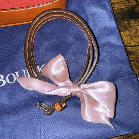 Dooney & Bourke Red suede & Brown leather Satchel w/shoulder strap and dust bag - Picture 11 of 13